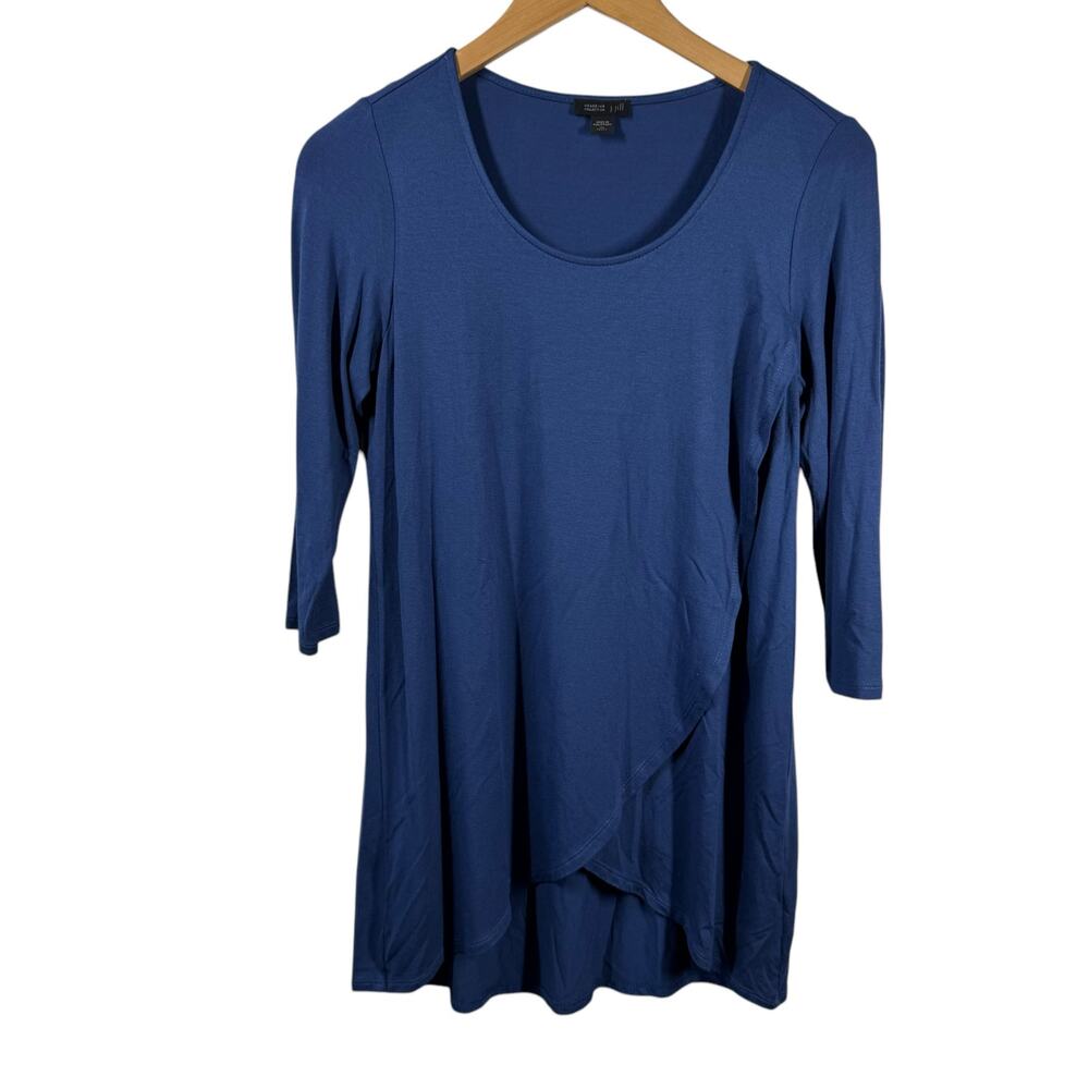 J.Jill Wearever Collection Top Women XS Blue 3/4 Sleeve Minimal Tunic Lagenlook